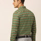 Indian Needle Men's  Cotton Striped Formal Shirts ( SF 820Olive )