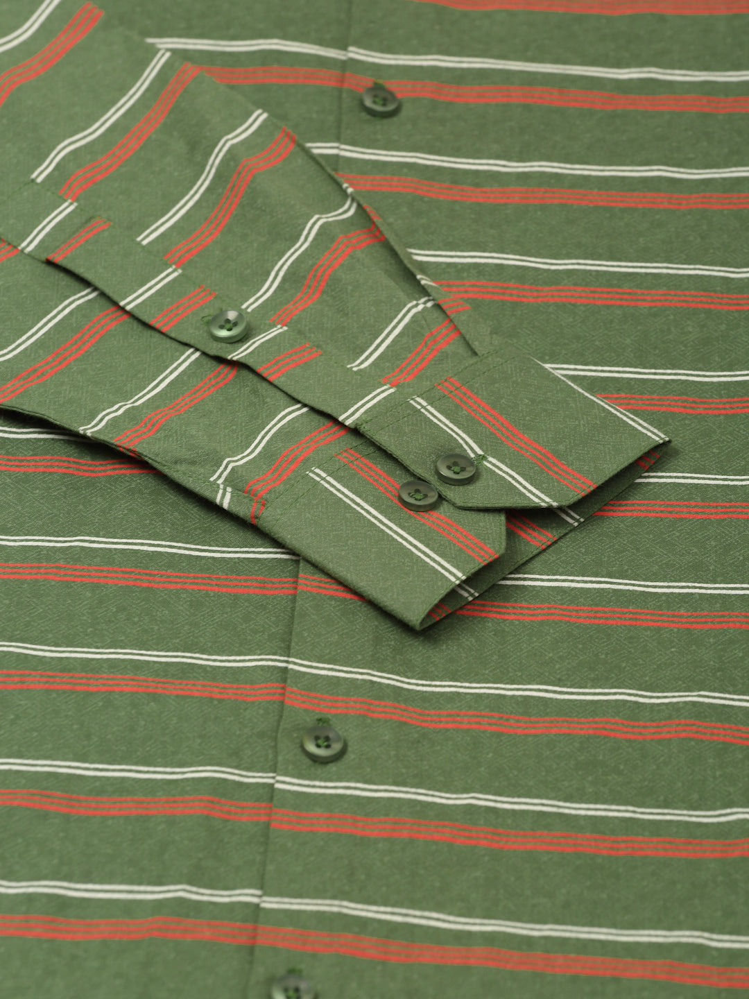 Indian Needle Men's  Cotton Striped Formal Shirts ( SF 820Olive )