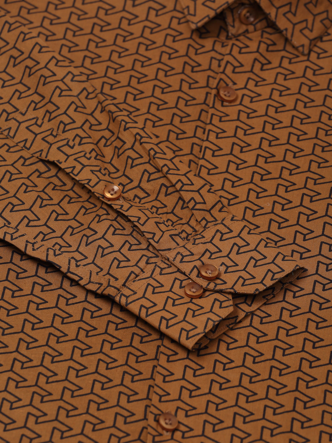 Indian Needle Men's  Cotton Printed Formal Shirts ( SF 821Beige )