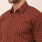 Indian Needle Men's  Cotton Printed Formal Shirts ( SF 821Brown )