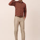 Indian Needle Men's  Cotton Printed Formal Shirts ( SF 821Brown )