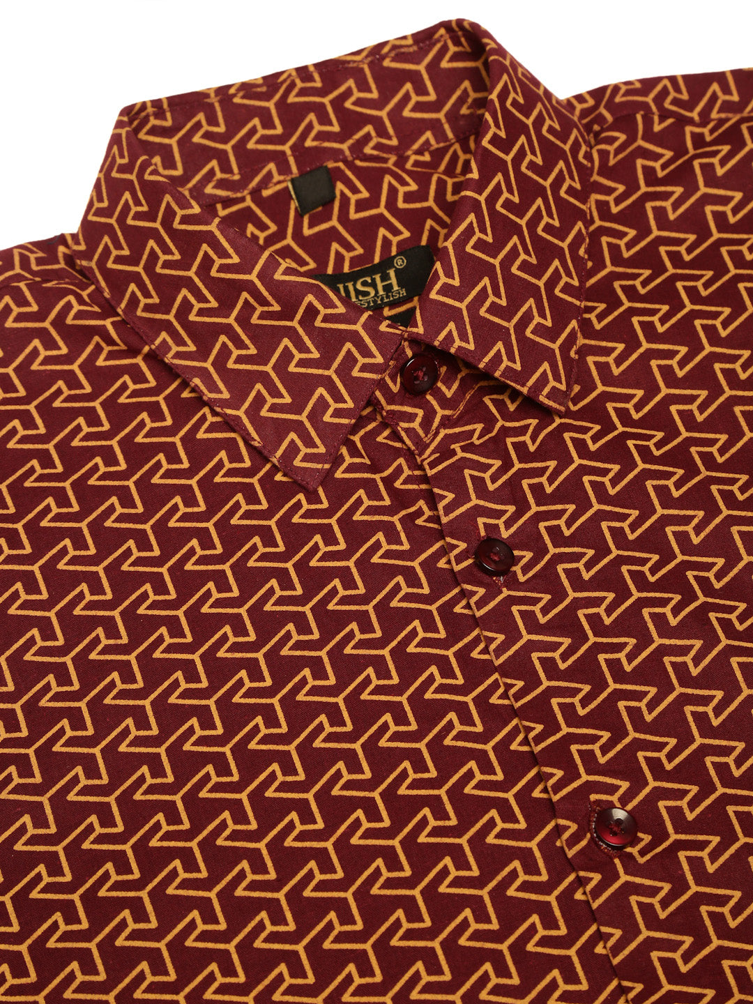 Indian Needle Men's  Cotton Printed Formal Shirts ( SF 821Brown )