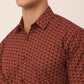 Indian Needle Men's  Cotton Printed Formal Shirts ( SF 821Brown )