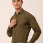 Indian Needle Men's  Cotton Printed Formal Shirts ( SF 821Olive )