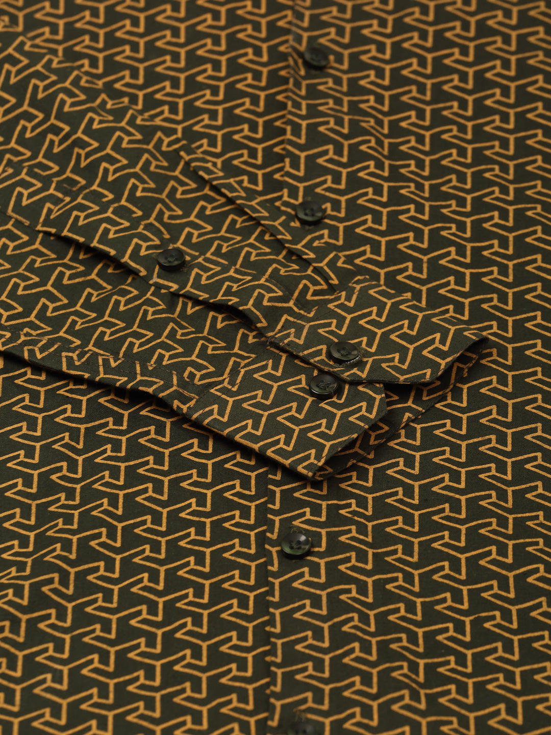 Indian Needle Men's  Cotton Printed Formal Shirts ( SF 821Olive )