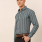 Men Grey & White Classic Striped Formal Shirt