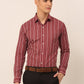 Men Maroon & White Classic Striped Formal Shirt