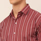 Men Maroon & White Classic Striped Formal Shirt