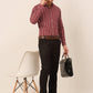 Men Maroon & White Classic Striped Formal Shirt