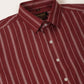 Men Maroon & White Classic Striped Formal Shirt