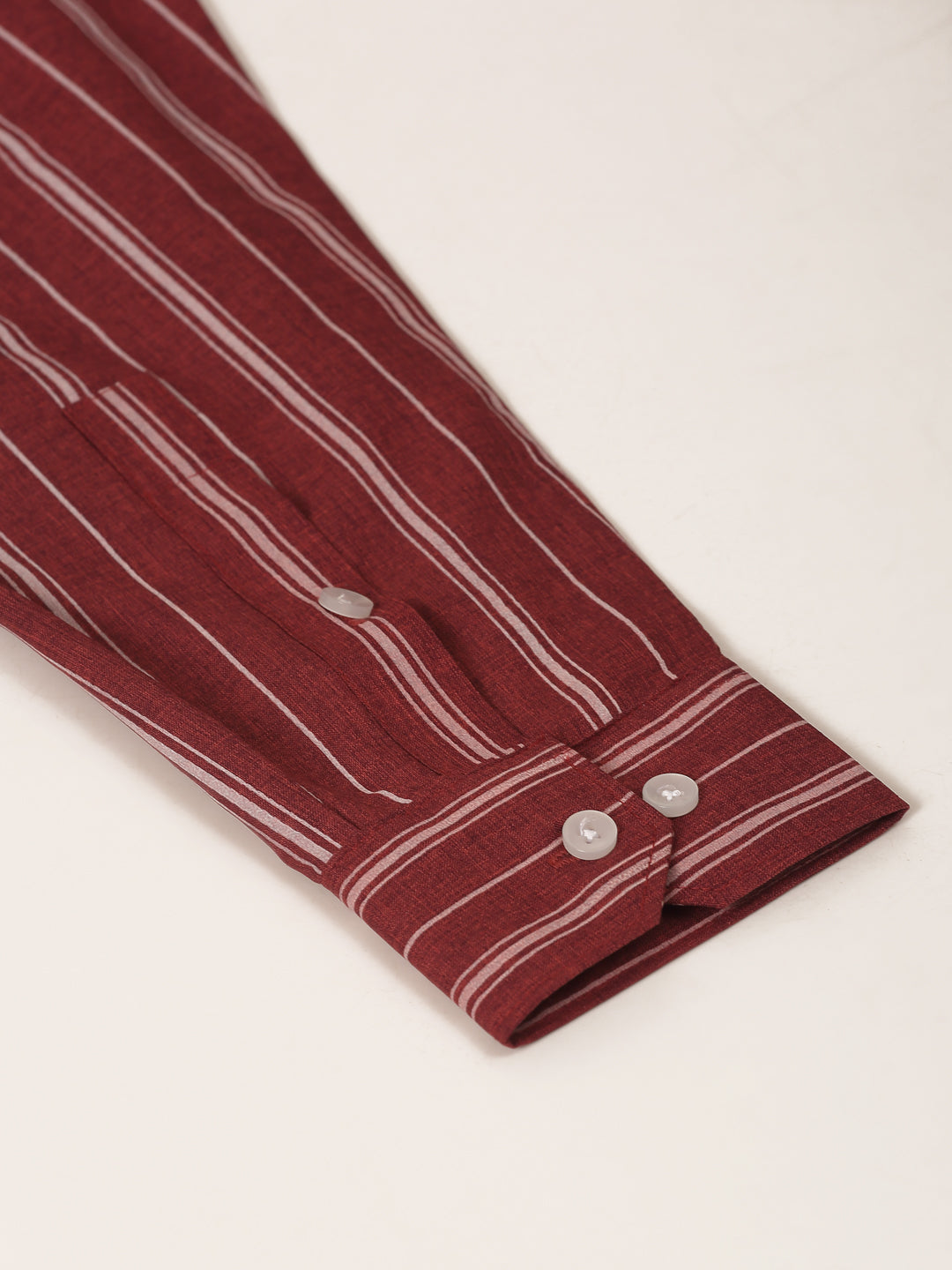 Men Maroon & White Classic Striped Formal Shirt