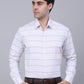 Men's White Horizontal Striped Formal Shirt