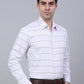 Men's White Horizontal Striped Formal Shirt