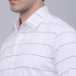 Men's White Horizontal Striped Formal Shirt