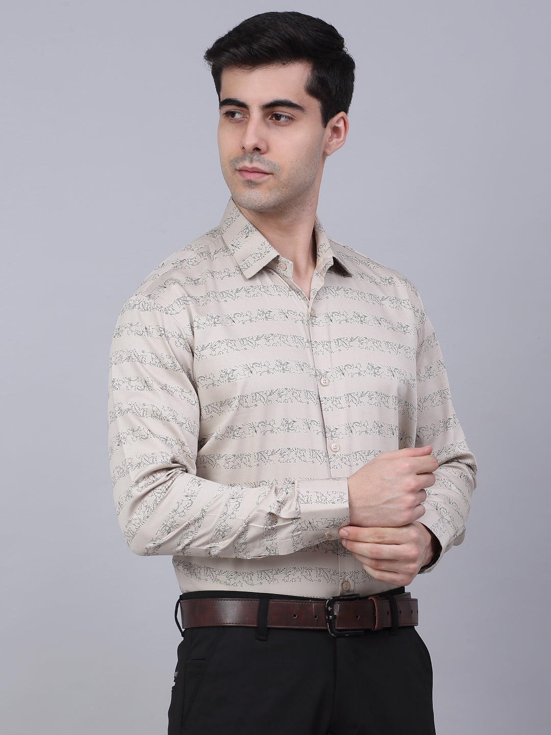 Indian Needle Men's Cotton Lycra Printed Formal Shirts
