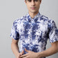 Men Blue Classic Printed Formal Shirt