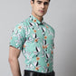 Men Green Classic Printed Formal Shirt