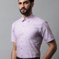 Men Purple Woven Design Short Sleeves Formal Shirt
