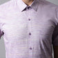Men Purple Woven Design Short Sleeves Formal Shirt
