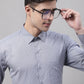 Men Grey Micro Checked Formal Shirt