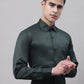 Men's Olive Green Dobby Textured Formal Shirt