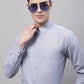 Men Grey Vertical Striped Formal Shirt