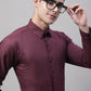 Men's Maroon Cotton Solid Formal Shirt