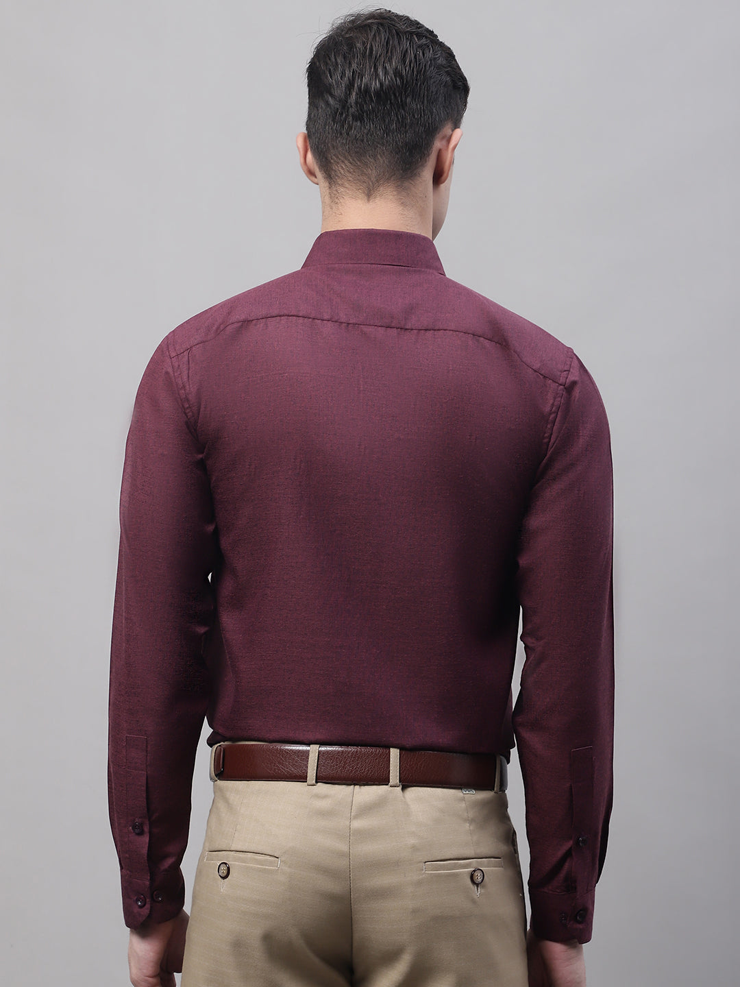 Men's Maroon Cotton Solid Formal Shirt