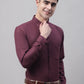 Men's Maroon Cotton Solid Formal Shirt