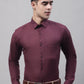 Men's Maroon Cotton Solid Formal Shirt