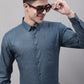 Men's Teal Blue Cotton Solid Formal Shirt