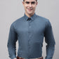 Men's Teal Blue Cotton Solid Formal Shirt