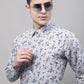 Men Grey Regular Fit Printed Pure Cotton Formal Shirt