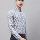 Men Grey Regular Fit Printed Pure Cotton Formal Shirt