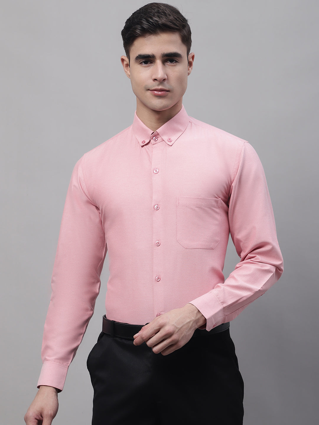 Men's Coral Cotton Solid Formal Shirt