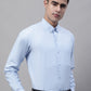 Men's Sky Blue Cotton Solid Formal Shirt