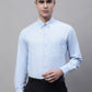 Men's Sky Blue Cotton Solid Formal Shirt