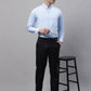 Men's Sky Blue Cotton Solid Formal Shirt