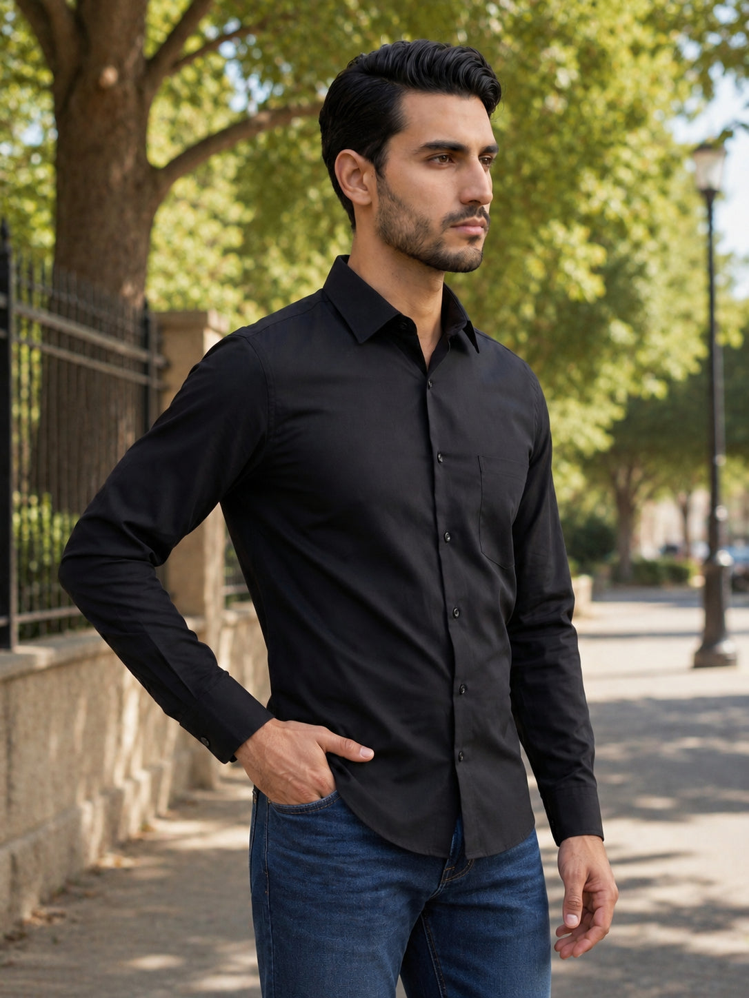 Men's Cotton Solid Casual Shirt ( RDSH 883Black )