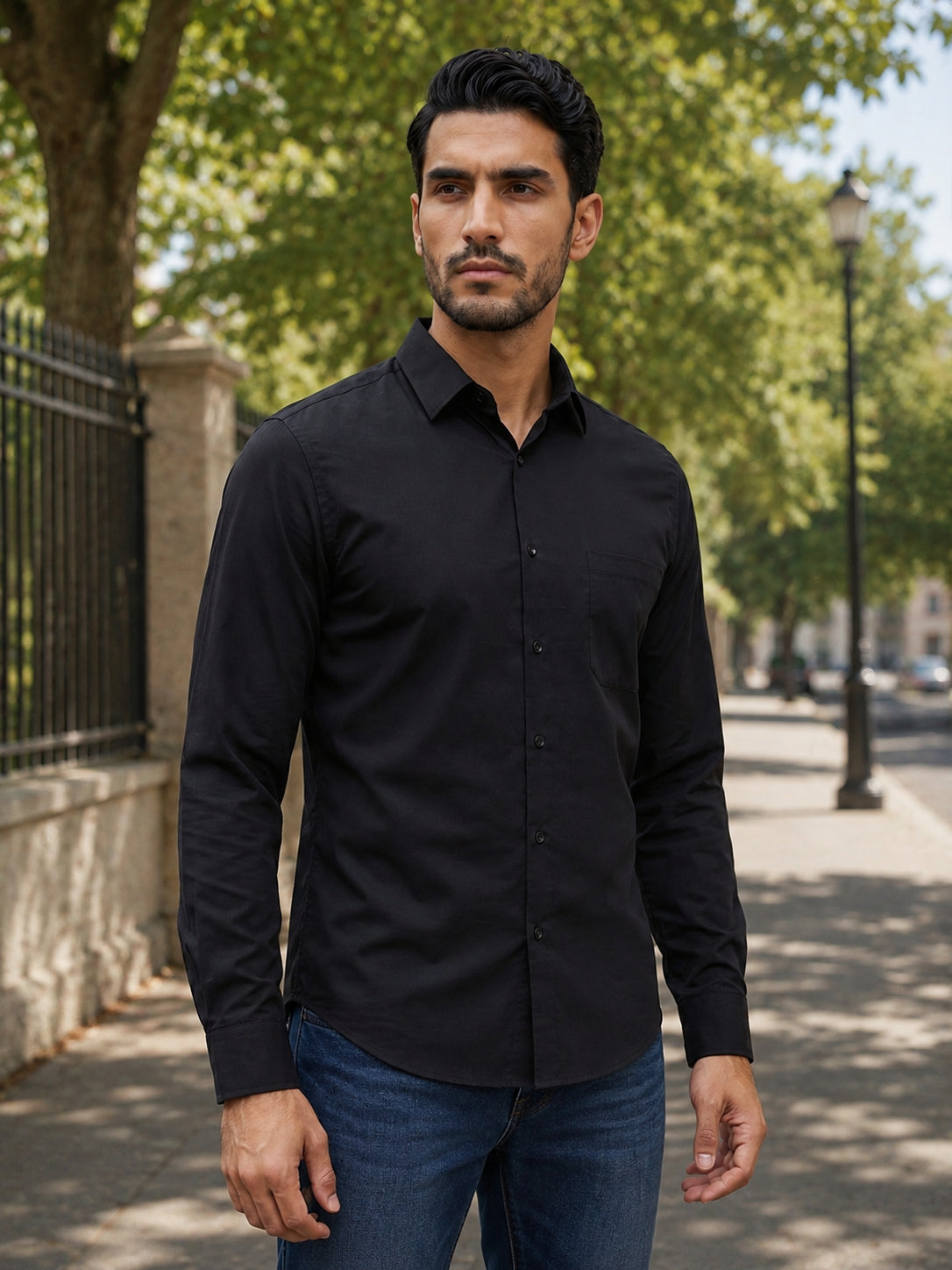 Men's Cotton Solid Casual Shirt ( RDSH 883Black )