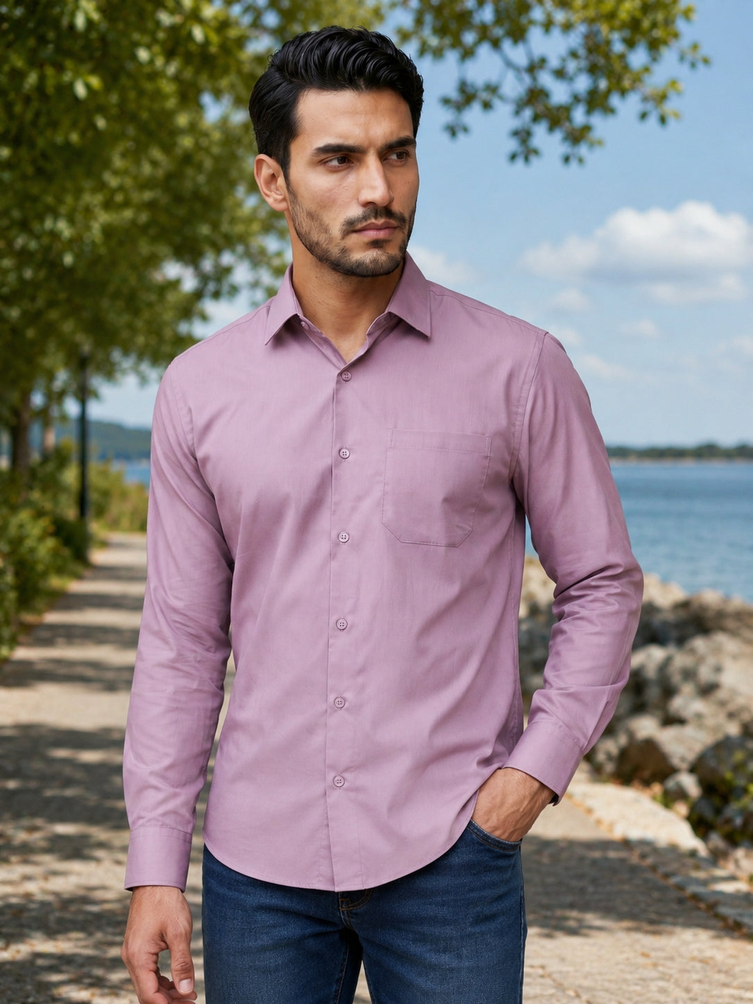 Men's Cotton Solid Casual Shirt ( RDSH 883Magenta )