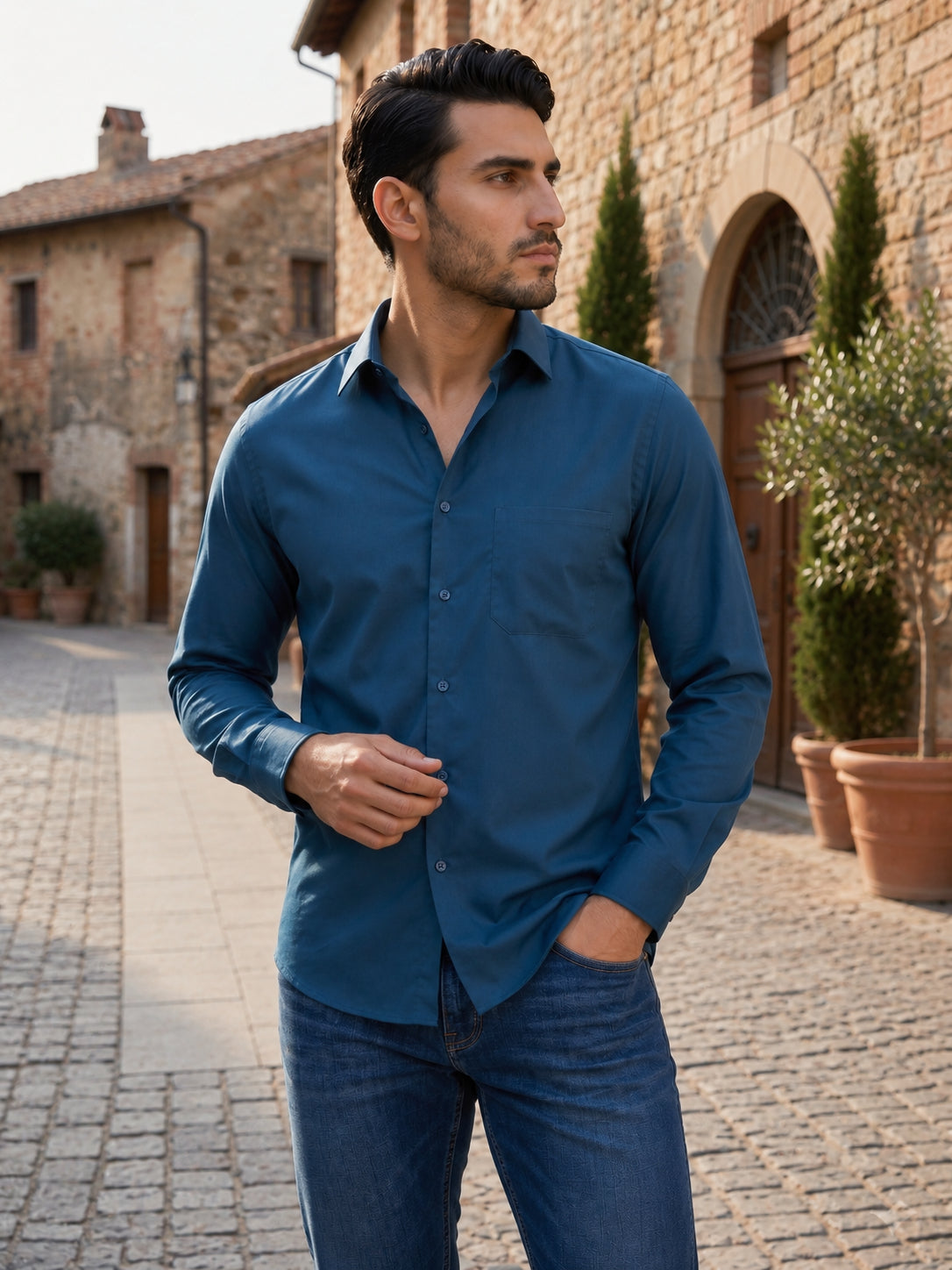 Men's Cotton Solid Casual Shirt ( RDSH 883Peacock )
