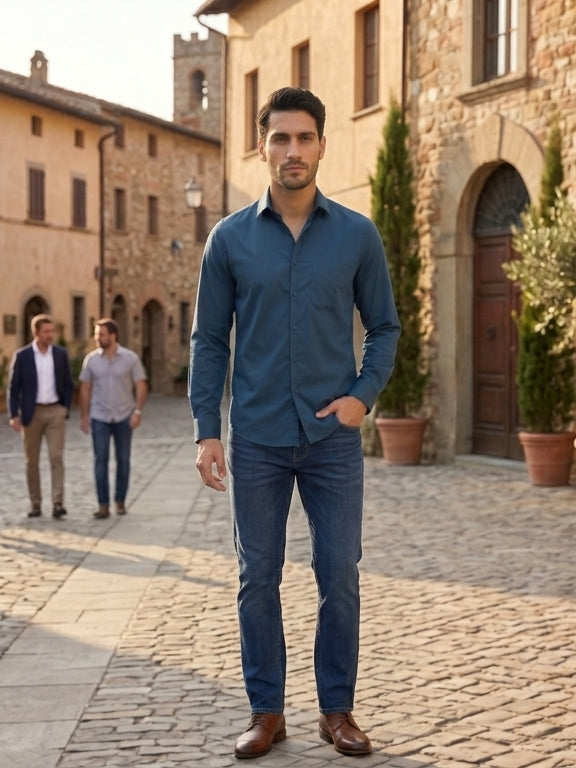 Men's Cotton Solid Casual Shirt ( RDSH 883Peacock )