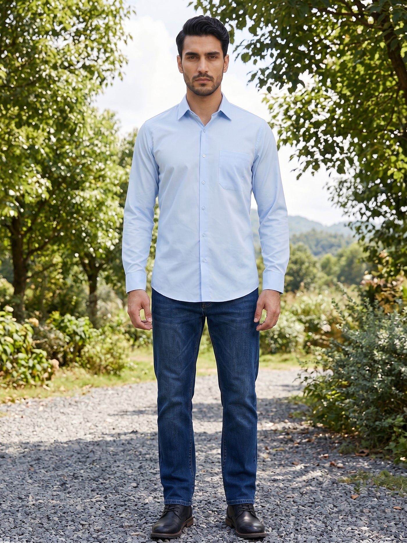 Men's Cotton Solid Casual Shirt ( RDSH 883Sky )