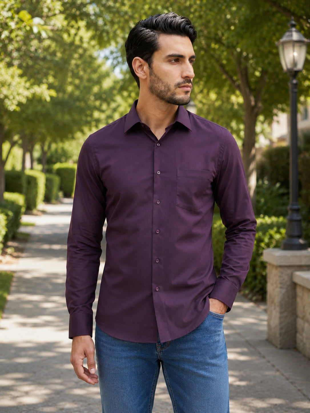 Men's Cotton Solid Casual Shirt ( RDSH 883Wine )