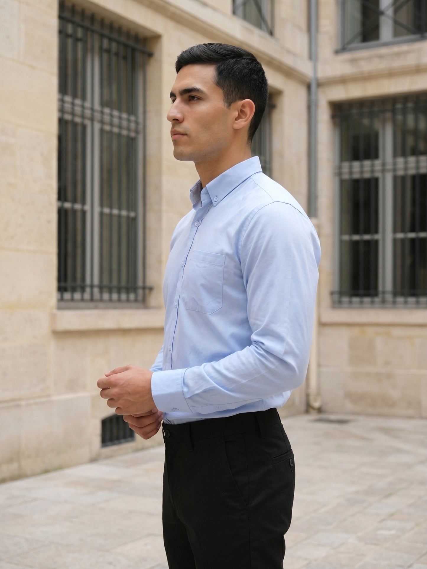 Men Regular Fit Solid Button-Down Collar Formal Shirt ( RDSH 9042Firozi )