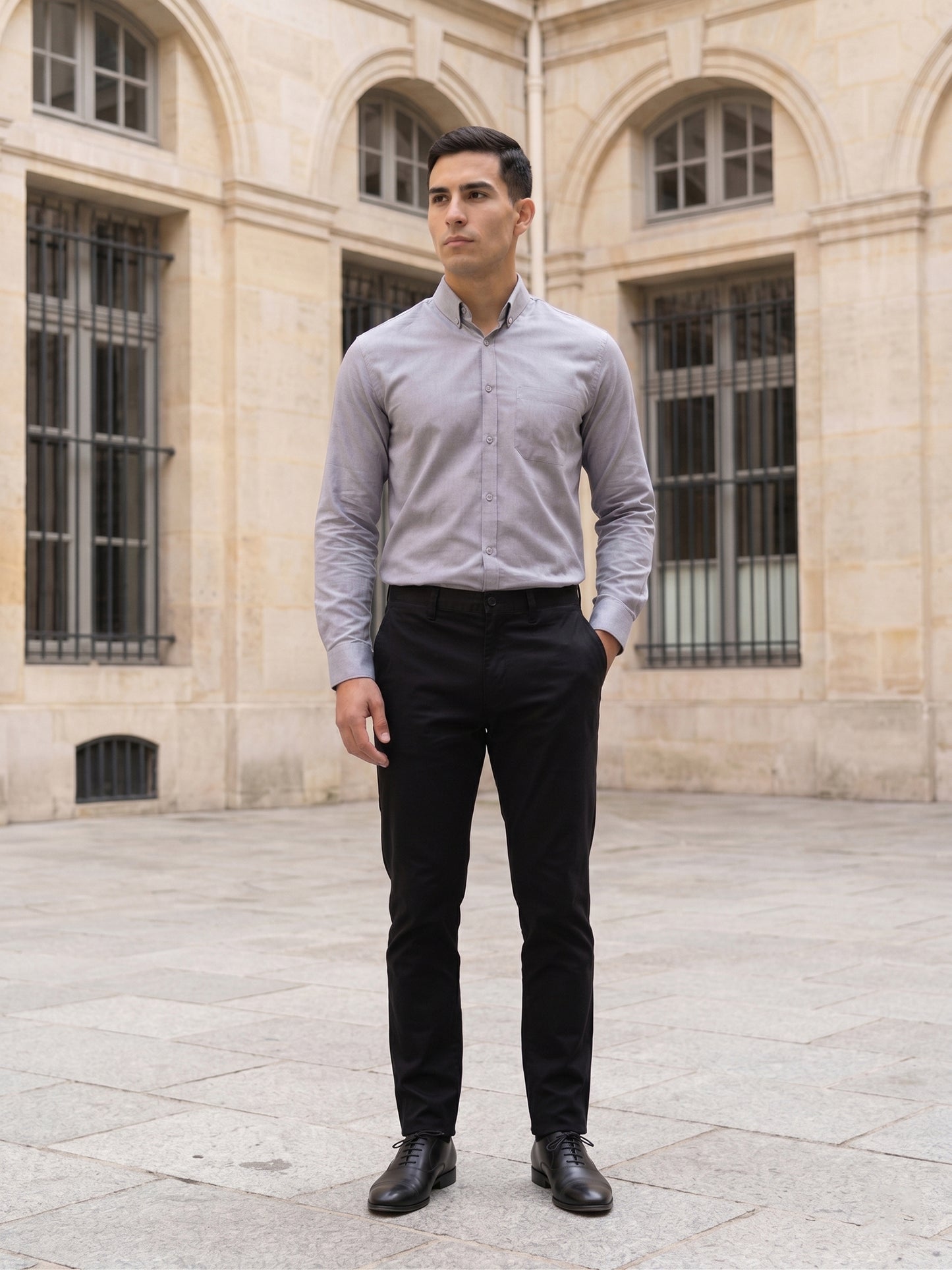 Men Regular Fit Solid Button-Down Collar Formal Shirt ( RDSH 9042Grey )