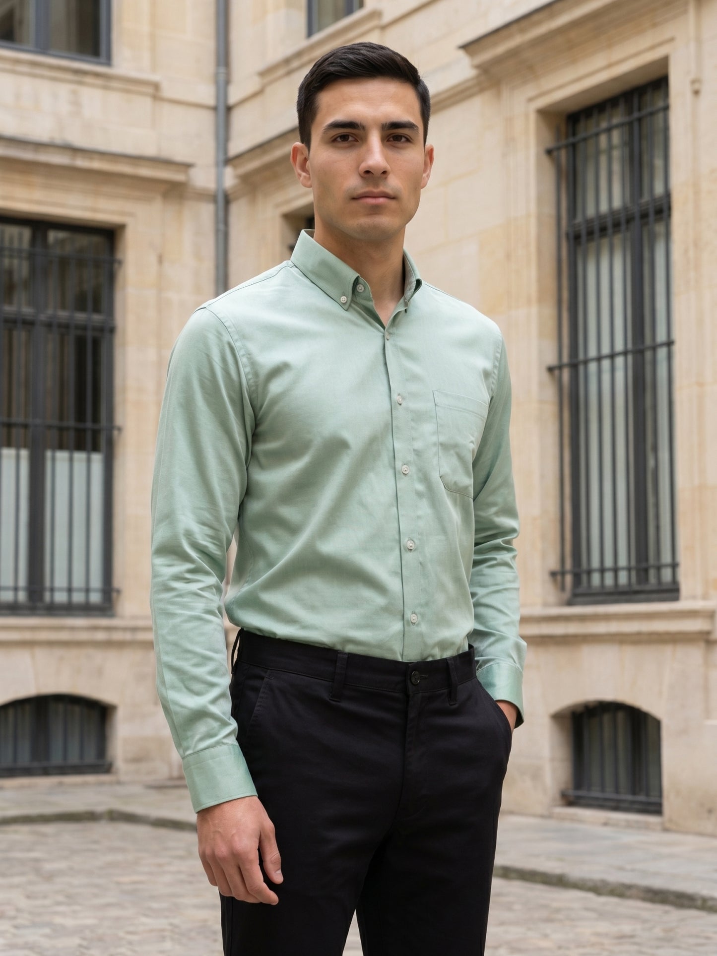 Men Regular Fit Solid Button-Down Collar Formal Shirt ( RDSH 9042Pista )
