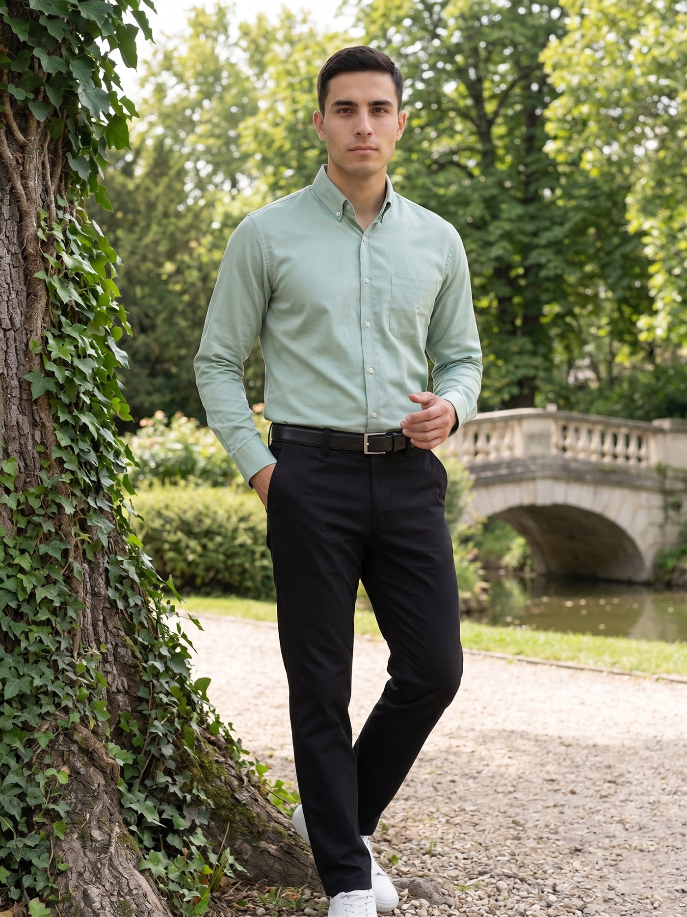 Men Regular Fit Solid Button-Down Collar Formal Shirt ( RDSH 9042Pista )