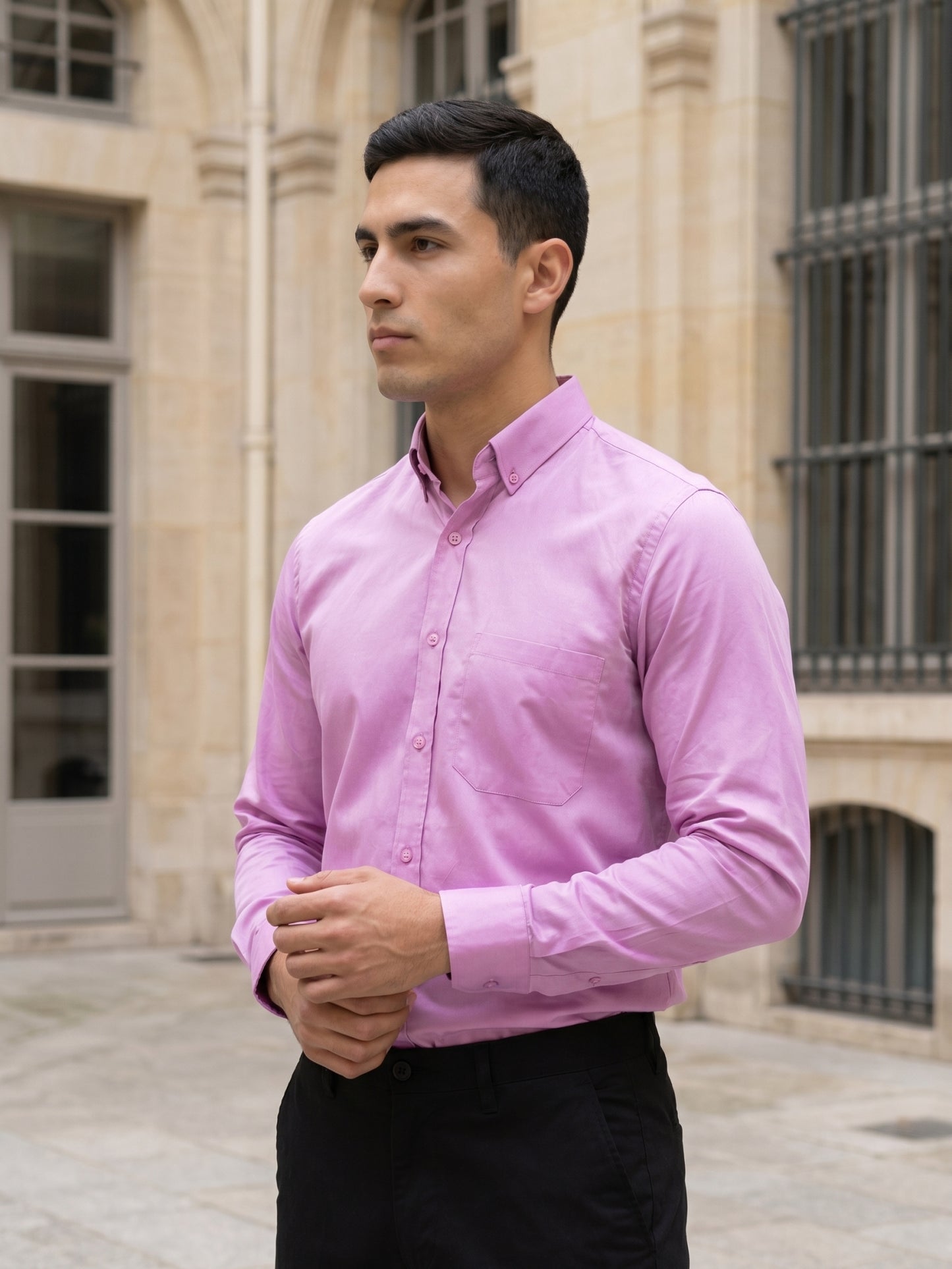 Men Regular Fit Solid Button-Down Collar Formal Shirt ( RDSH 9042Purple )